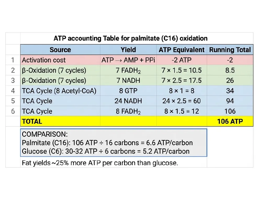 ATP Accounting for Palmitate