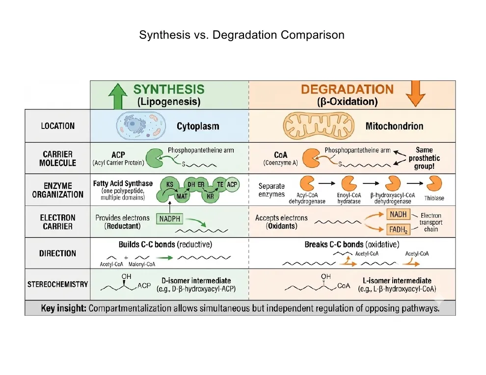 Synthesis vs. Degradation: A Side-by-Side