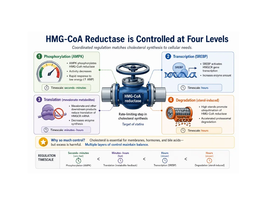 HMG-CoA reductase: four levels of control
