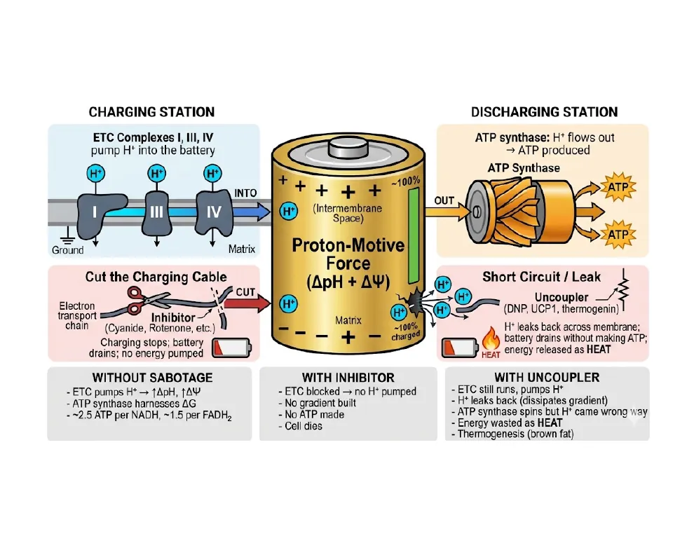 The Battery Analogy for Proton-Motive Force